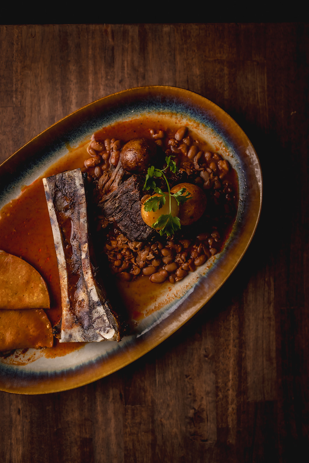 Miel de Agave short rib birria, served with tortillas and sides